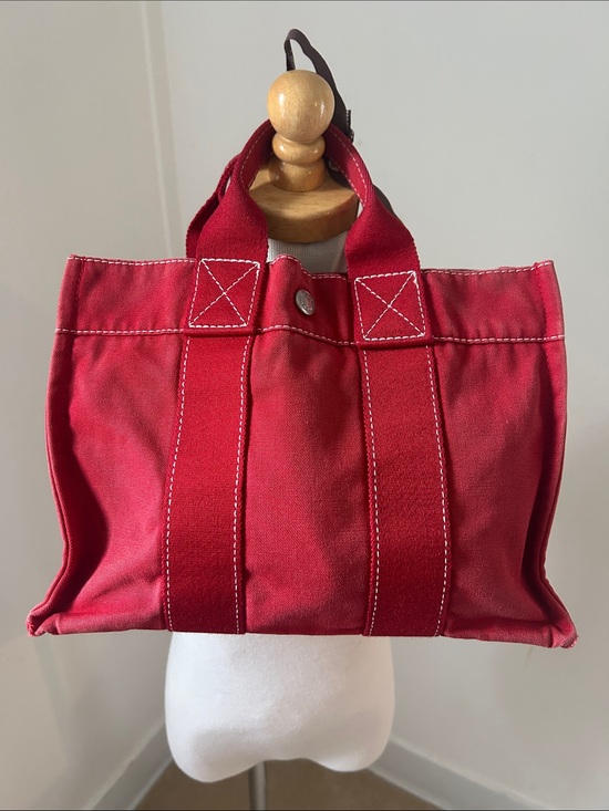 Hermes Handbags - Hermes Fourre Tout PM Red Canvas Tote Bag